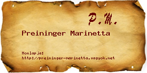 Preininger Marinetta névjegykártya